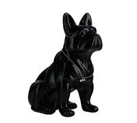SHENGTIAN Statue Bouledogue Français - Sculpture Moderne en Résine avec Collier Argenté - Statuette de Chien pour Salon, Bureau, Couloir et Chambre (Noir, 31cm)
