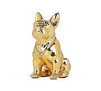 SHENGTIAN Statue Bouledogue Français - Sculpture Moderne en Résine avec Collier Argenté - Statuette de Chien pour Salon, Bureau, Couloir et Chambre (22cm, doré)