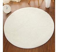 Shengwan Tapis Rond Soft Moquette à Poil Court Lavable Antidérapant Carpet pour Salon Chambre Beige Diamètre 40cm