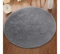 Shengwan Tapis Rond Soft Moquette à Poil Court Lavable Antidérapant Carpet pour Salon Chambre Gris Argenté Diamètre 110cm