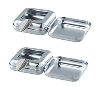 Shengxi 2 Pièces Mini Cendriers Mobile,Cendrier Carré en Métal Cendrier Mini Argenté avec Couvercle pour Camping, Cendrier de Poche Portable pour Voyage Voiture Extérieur Intérieur