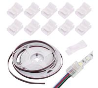 Shengxi 5M Câble d'Extension de Bande LED à 5 Broches12mm+10 pcs Connecteur D'éclairage à Bande LED, Connecteur LED Sans Soudure et Câble de 5 Meter Kit de Connecteur de Bande LED RGB 5 Broches12mm