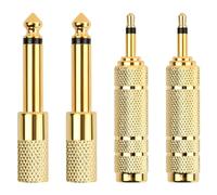 Shengxi Adaptateur Prise Jack, 4Pcs Adaptateur Jack 6.35mm vers 3.5mm Plaqué Or, Adaptateur Aux Stéréo Prise Audio Connecteur Stéréo pour Piano Guitare Amplificateur