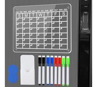 Shengxi Calendriers Magnétiques Frigo, 40 * 30cm Tableau Magnétique Calendrier Réfrigérateur avec 8 Marqueurs, Transparent Planificateur Mensuel Acrylique Frigo pour Menus Repas Note