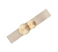 Shengxi Ceinture Elastique Double Boucle Ronde pour Femme - Tendance, Vintage, Extensible, Large pour Manteaux, Robe, Jeans (Or)