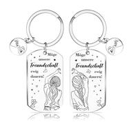 Shengxi Lot de 2 Porte-Clés, Cadeaux pour Meilleure Amie, Que Notre Amitié Dure pour Toujours, Cadeaux d'Amitié, Porte-Clés Sœur avec Gravure en Forme de Cœur, Cadeau d'Anniversaire