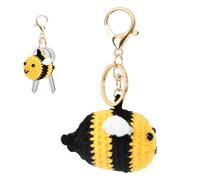 Shengxi Porte-clés Abeille Porte-Clés Bourdon en Peluche Porte-Clés Mignon Abeille au Crochet Pendentif Abeille au Crochet pour Sac, Téléphone, Voiture, Portefeuille