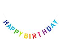ShengxiBanderole Joyeux Anniversaire, Arc-en-Ciel Guirlande Pré-Montés Décorations de Fête d'anniversaire, Réutilisable Banderole Joyeux Anniversaire pour Décorations de Fête d'Anniversaires