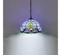 Shengxuan Tiffany Lampe suspendue en verre teinté bleu mer Style vintage Tiffany Lustre pour salle à manger, chambre à coucher, salon en tant que suspension plafond, Ø40 cm