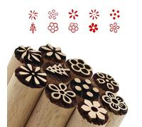 SHENGYIG 10 PCS Tampons pour Argile et Céramique Tampons en Bois Naturel Tampons en Bois Sculptés à la Main pour la Pâte à Pâtisserie la Modélisation de Biscuits en Argile DIY (5x1,5 cm)