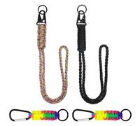 SHENGYIG 4 Pièces Cordon Porte-Clés Tissé en Paracorde, Lanières Colorées avec Mousqueton, 55 cm et 15 cm, Idéales pour Clés, Caméras, Lampes Torches et Sifflets