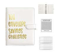 SHENGYIG A5 Enveloppe Budget Francais, Classeur en Cuir Pochette Budget Enveloppe, Blanc Classeur Budget A5, Classeur Enveloppe Budget avec 100 Enveloppes, pour Maison, L'école et Bureau