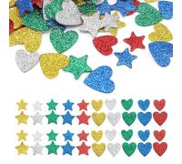 SHENGYIG Autocollants en Mousse de Paillettes, 450 Pièces Paillettes Autocollants Décoratifs, Gommettes Paillettes Coloré, Cœur et Étoile Gommettes Brillantes, pour Cartes Vœux, Albums Photo, Murs