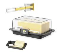 SHENGYIG Boîte à Beurre et Fromage avec Couvercle Hermétique - Boîte de Conservation Alimentaire Carrée Noire pour Frigo - Stockage Beurre et Fromages en Bloc (Étanche, Fermoirs Sécurisés)