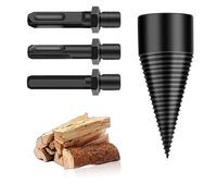SHENGYIG Foret Fendeur de Bois, Acier au Carbone 32 mm Coin pour Fendre le Bois, Cône Perçage Vis pour Fendeur Bois, avec 3 Tiges de Forage, pour Maison, L'agriculture et Terrain