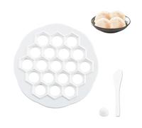 SHENGYIG Moule à Boulettes, 19 Trous Emporte Piece Ravioli, Blanc, PP Molde de Raviolis, Petite Taille, Équipé D'une Presse à Boulettes et D'une Tige à Farce, pour Faire des Boulettes, des Wontons