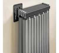 SHENGYIG Tringle Rideau de Douche Pliable à 5 Volets, Tringle Rideau Douche | Deux Méthodes D'installation, Gris Foncé, pour Maisons, Hôtels et Salles de Sport