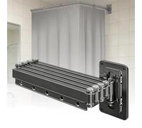 SHENGYIG Tringle Rideau Douche, Tringle à Rideau de Douche Pliable à 5 Volets, Deux Méthodes D'installation, Gris Foncé, pour Maisons, Hôtels et Salles de Sport