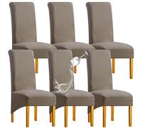 SHENGYIJING 1/2/4/6 PCS Diamond Lattice Stretch Imperméable XL Housses de Chaise pour Salle à Manger, Spandex Haut Dossier Grande Chaise de Salle à Manger Housses(Taupe,6 pièce)