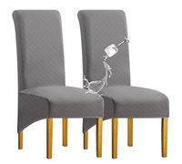 SHENGYIJING 1/2/4/6 PCS Diamond Lattice Stretch Imperméable XL Housses de Chaise pour Salle à Manger, Spandex Haut Dossier Grande Chaise de Salle à Manger Housses(Gris Clair,2 pièce)