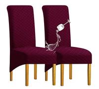 SHENGYIJING 1/2/4/6 PCS Diamond Lattice Stretch Imperméable XL Housses de Chaise pour Salle à Manger, Spandex Haut Dossier Grande Chaise de Salle à Manger Housses(Vin Rouge,2 pièce)