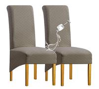 SHENGYIJING 1/2/4/6 PCS Diamond Lattice Stretch Imperméable XL Housses de Chaise pour Salle à Manger, Spandex Haut Dossier Grande Chaise de Salle à Manger Housses(Taupe,2 pièce)