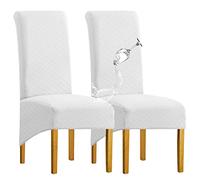 SHENGYIJING 1/2/4/6 PCS Diamond Lattice Stretch Imperméable XL Housses de Chaise pour Salle à Manger, Spandex Haut Dossier Grande Chaise de Salle à Manger Housses(Blanche,2 pièce)