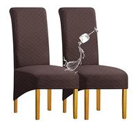 SHENGYIJING 1/2/4/6 PCS Diamond Lattice Stretch Imperméable XL Housses de Chaise pour Salle à Manger, Spandex Haut Dossier Grande Chaise de Salle à Manger Housses(Marron,2 pièce)
