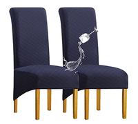 SHENGYIJING 1/2/4/6 PCS Diamond Lattice Stretch Imperméable XL Housses de Chaise pour Salle à Manger, Spandex Haut Dossier Grande Chaise de Salle à Manger Housses(Bleu Foncé,2 pièce)