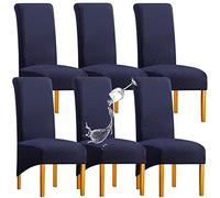 SHENGYIJING 1/2/4/6 PCS Diamond Lattice Stretch Imperméable XL Housses de Chaise pour Salle à Manger, Spandex Haut Dossier Grande Chaise de Salle à Manger Housses(Bleu Foncé,6 pièce)