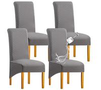 SHENGYIJING 1/2/4/6 PCS Diamond Lattice Stretch Imperméable XL Housses de Chaise pour Salle à Manger, Spandex Haut Dossier Grande Chaise de Salle à Manger Housses(Gris Clair,4 pièce)