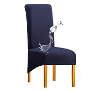 SHENGYIJING 1/2/4/6 PCS Diamond Lattice Stretch Imperméable XL Housses de Chaise pour Salle à Manger, Spandex Haut Dossier Grande Chaise de Salle à Manger Housses(Bleu Foncé,1 pièce)