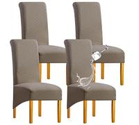 SHENGYIJING 1/2/4/6 PCS Diamond Lattice Stretch Imperméable XL Housses de Chaise pour Salle à Manger, Spandex Haut Dossier Grande Chaise de Salle à Manger Housses(Taupe,4 pièce)