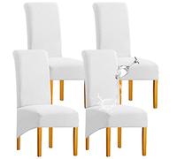 SHENGYIJING 1/2/4/6 PCS Diamond Lattice Stretch Imperméable XL Housses de Chaise pour Salle à Manger, Spandex Haut Dossier Grande Chaise de Salle à Manger Housses(Blanche,4 pièce)