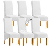 SHENGYIJING 1/2/4/6 PCS Diamond Lattice Stretch Imperméable XL Housses de Chaise pour Salle à Manger, Spandex Haut Dossier Grande Chaise de Salle à Manger Housses(Blanche,6 pièce)