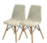 SHENGYIJING Lot de 2/4/6 housses de chaise de salle à manger de style coquillage modernes du milieu du siècle - Housses de chaise rembourrées (crème, 1, 2 pièces)