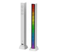 SHENGZE Lumière LED activée par la voix, 32-Bit Indicateur de niveau musical, Contrôle de son LED RGB, Barre de signal lumineux coloré, pour voiture, DJ, PC, TV, Salle de jeux (Blanc)