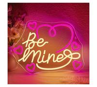SHENHUO lampe au néon Be Mine - Enseigne néon cœur rose réglable pour USB. Décoration cafés, mariages, chambre. 29x39cm