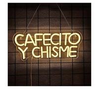 SHENHUO lampe au néon Cafecito Y Chisme pour enseigne au néon lumière LED blanc chaud pour alimentation pour USB pour café magasin entreprise restaurant cuisine décoration murale 40 cm x 17