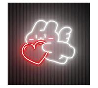 SHENHUO lampe au néon D'Ambiance Apaisante Lampe Lapin Alimenté par avec Lumières Néon en Forme De Cœur, Mignon Ange Enseignes Au(E,35cmx35cm)