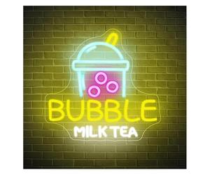SHENHUO lampe au néon Décoration lumineuse néon Bubble Milk Tea pour enseignes murales idéale pour boutique bureau ou chambre