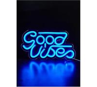 SHENHUO lampe au néon Enseigne au néon Good Vibes, décoration murale pour chambre à coucher, lampe d'anniversaire, 44 x 24 cm