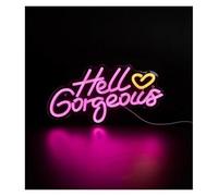 SHENHUO lampe au néon Enseigne au néon « Hello Gorgeous » en forme de cœur, décoration murale pour chambre à coucher, lampe 47 x 23,5 cm