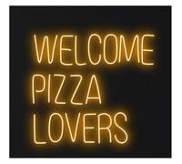 SHENHUO lampe au néon Enseigne lumineuse Bienvenue aux amateurs de pizza néon Italie Restaurant Boutique Décoration Salle jeux Chambre 50 cm