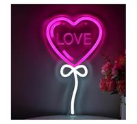 SHENHUO lampe au néon Enseigne lumineuse néon en forme de cœur, à intensité variable, idéale pour les fêtes et mariages