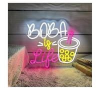 SHENHUO lampe au néon Néon Enseignes lumineuses Decor Enseigne Au Boba Is Life Bubble Milk Tea