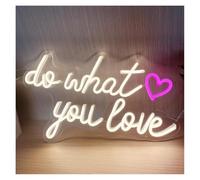 SHENHUO lampe au néon NéonFais ce que tu aimes Décoration murale LED pour anniversaires, enterrements de vie jeune fille maisons bars. Design bohème(Blanc)
