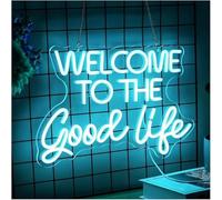 SHENHUO lampe au néon Panneau néon «Welcome To The Good Life» pour décoration murale, lumière LED, pour chambre fête d'anniversaire bar 42×28cm
