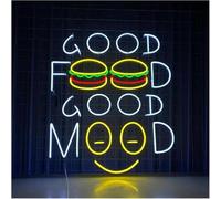 SHENHUO lampe au néon Pour lampe néon Good Food Mood pour enseigne Burger LED Light pour alimenté 38cmx28cm