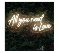 SHENHUO lampe au néon Tout ce dont vous avez besoin c'est d'amour : une enseigne lumineuse néon pour fête de mariage d'anniversaire ou chambre